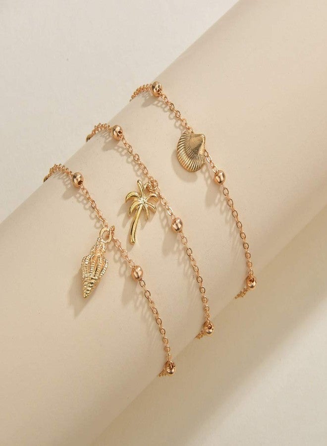 MXUHUI Boho Shell Anklet Bracelet Chain Gold Coconut Tree Ankle Conch Anklets Adjustable Handmade Beaded Chain Foot Jewelry Accessories for Women - Image 4